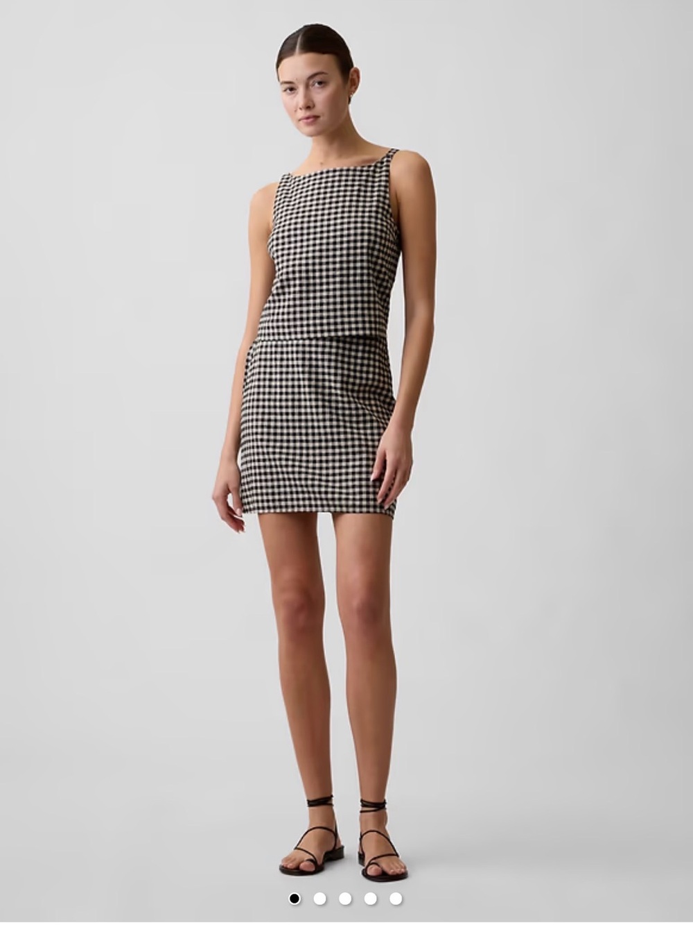 Checked Square Tank Top and Skort Set Black and White